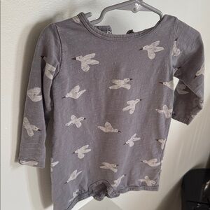 Rylee and Cru Gray Baby Romper Birds - 6-12m